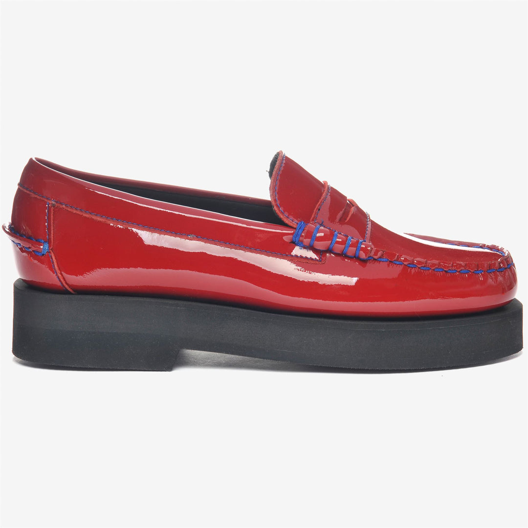 Mocassini Moda Donna Neon Rossa con Suola Piattaforma Confortevole 01