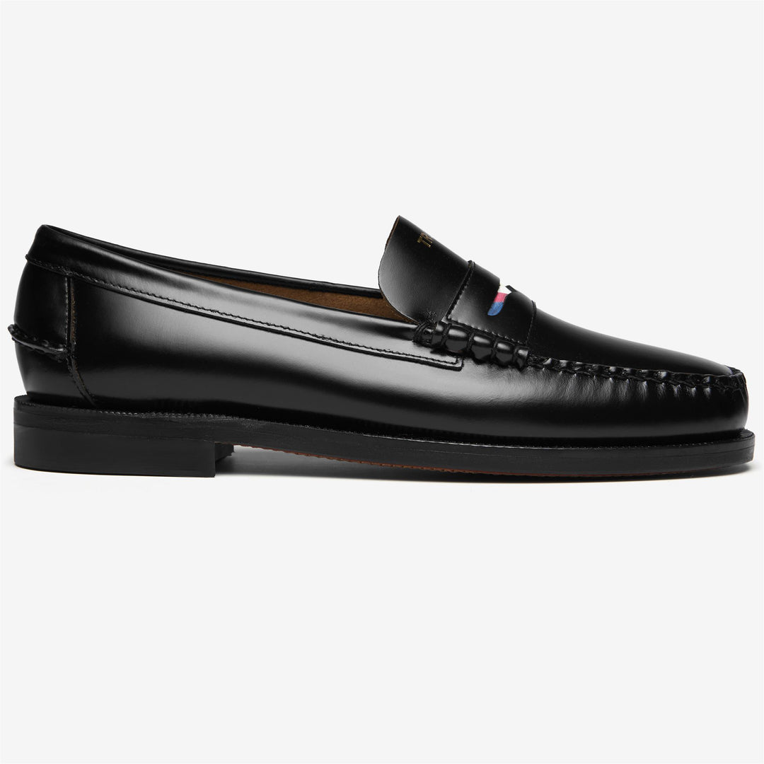 Mocassins d'affaires noirs pour hommes avec tige en cuir 01