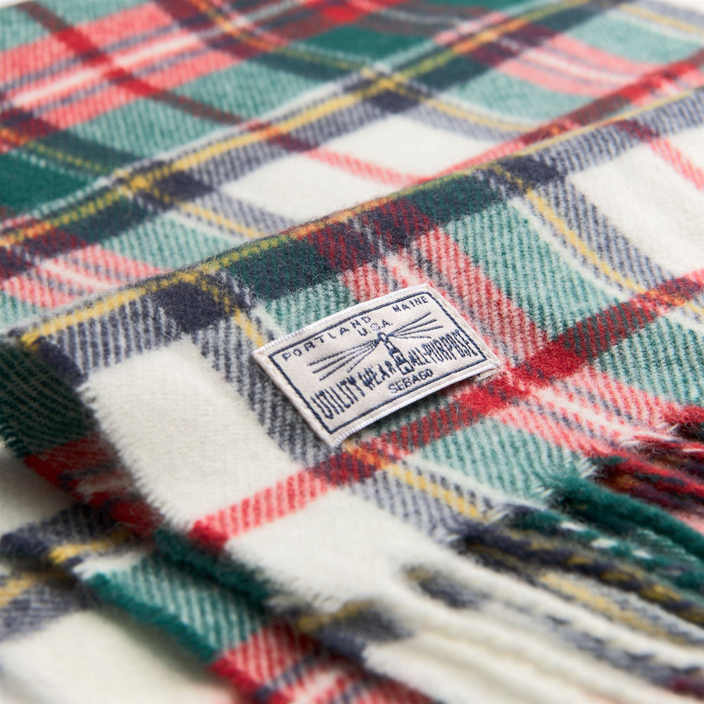 Off White Tartan Unisex Wool Scarf for Leisure Wear 02