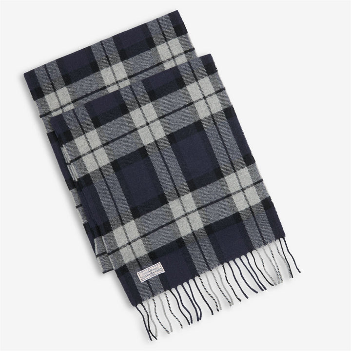 Blue-grey Unisex Wool Scarf with Tartan Pattern 1
