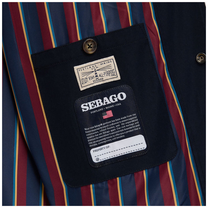 Dark Blue Unisex Mid-Length Utility Jacket with Striped Lining 3