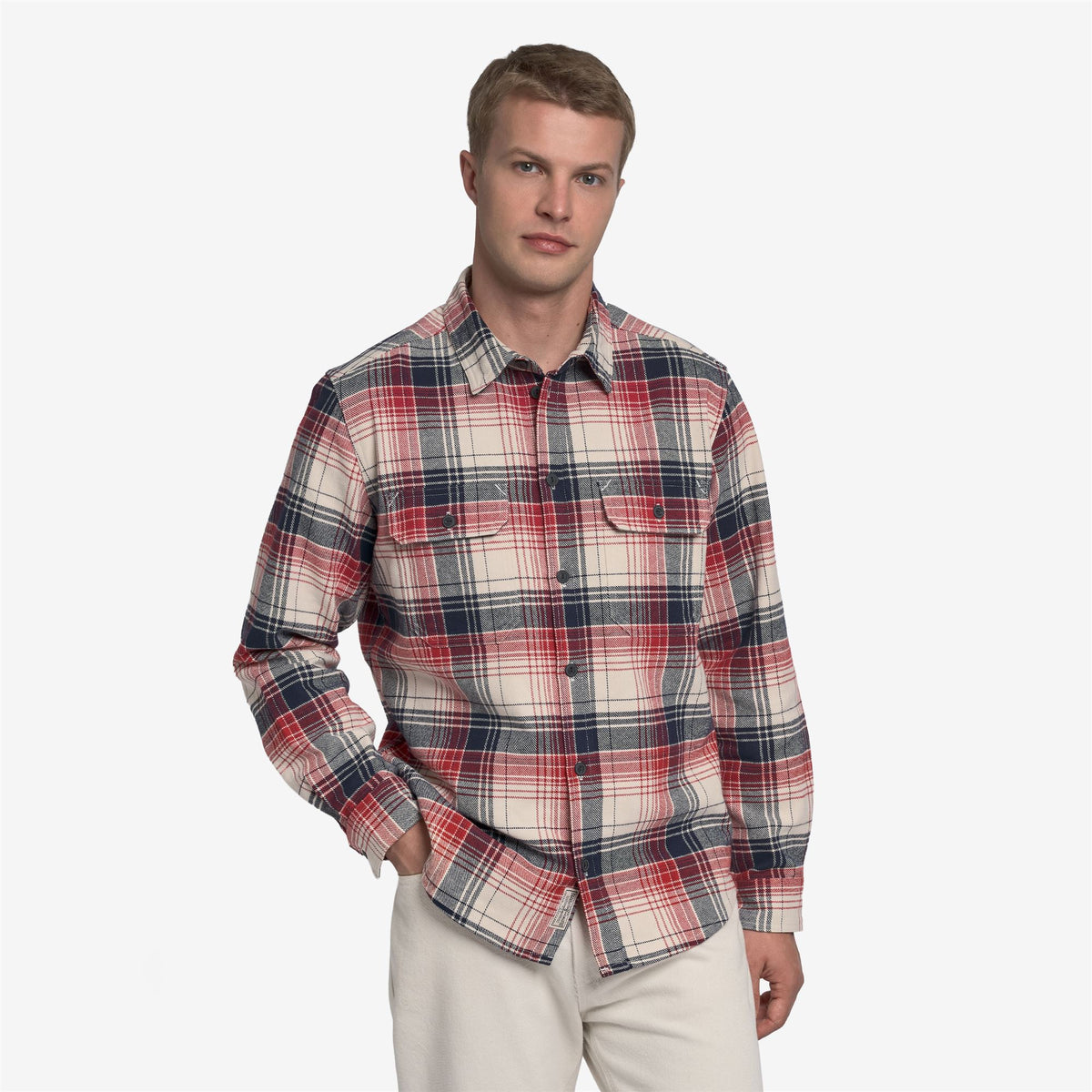 White Unisex Checkered Overshirt