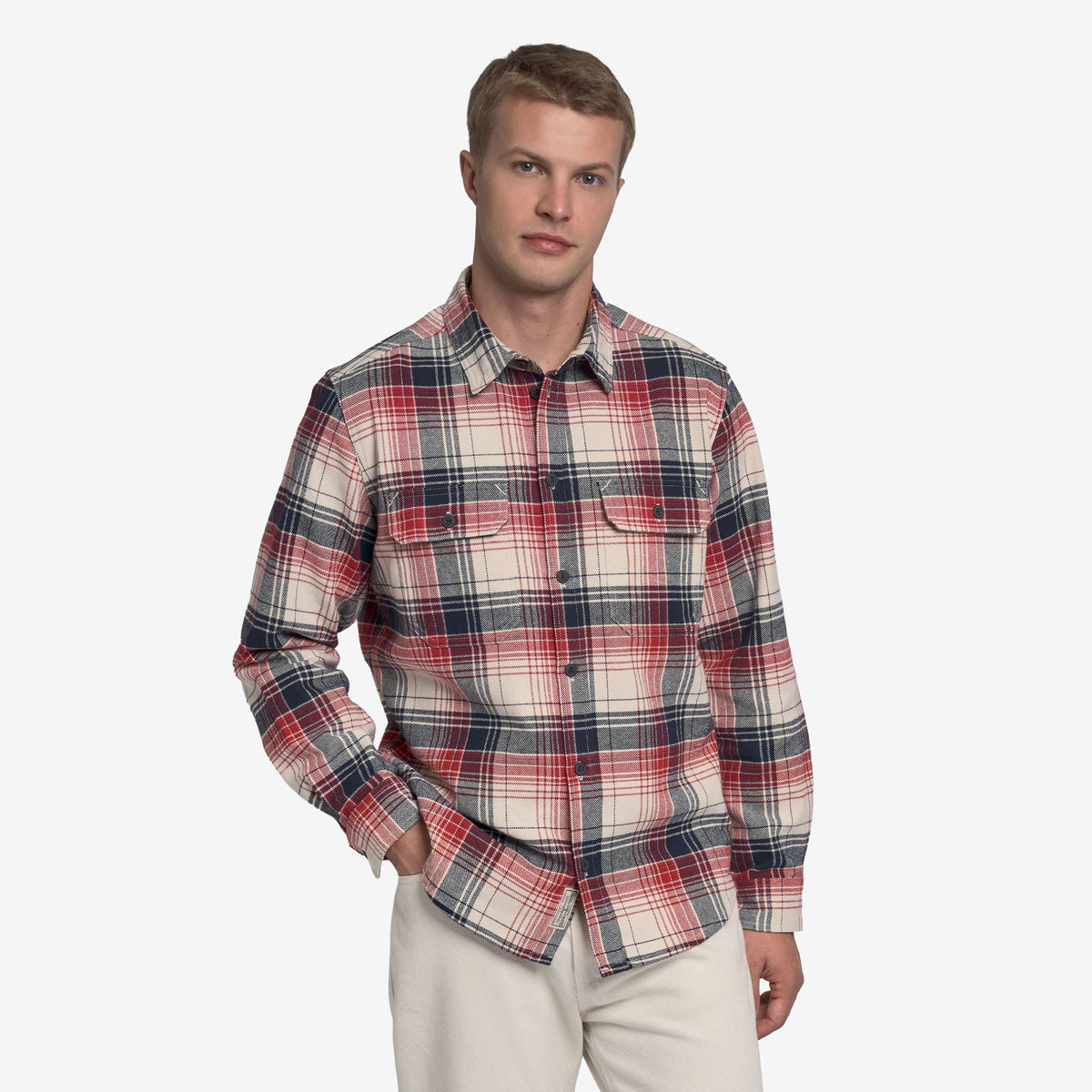 White Unisex Checkered Overshirt