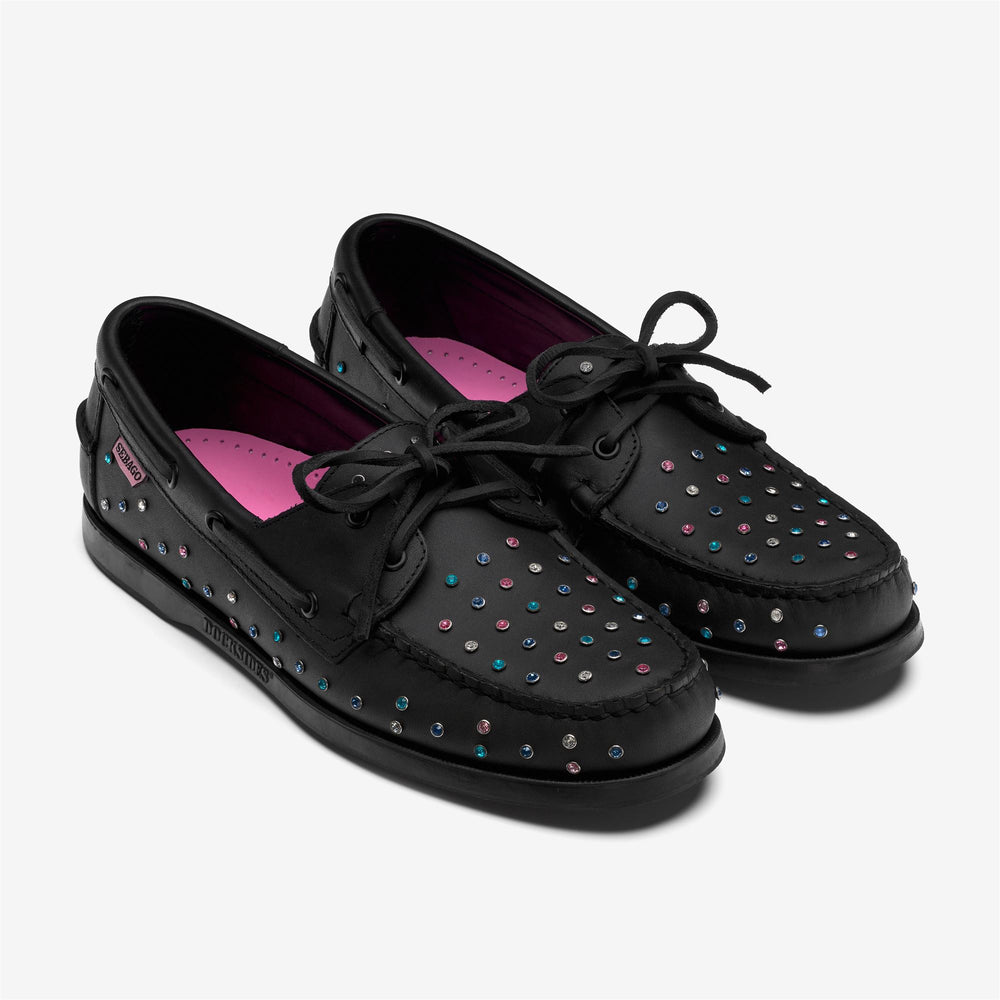 Black Men's Leather Docksides Moccasins for Yachting 02
