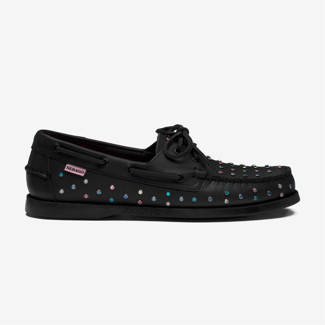 Black Men's Leather Docksides Moccasins for Yachting 01