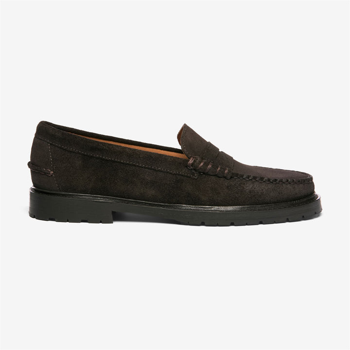 Dark brown Men's Suede Moccasin Loafers with Artisanal Stitching 1