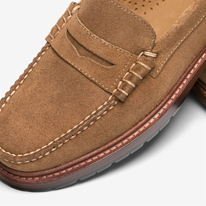 Beige Men's Suede Moccasin Loafers with Artisanal Stitching 6