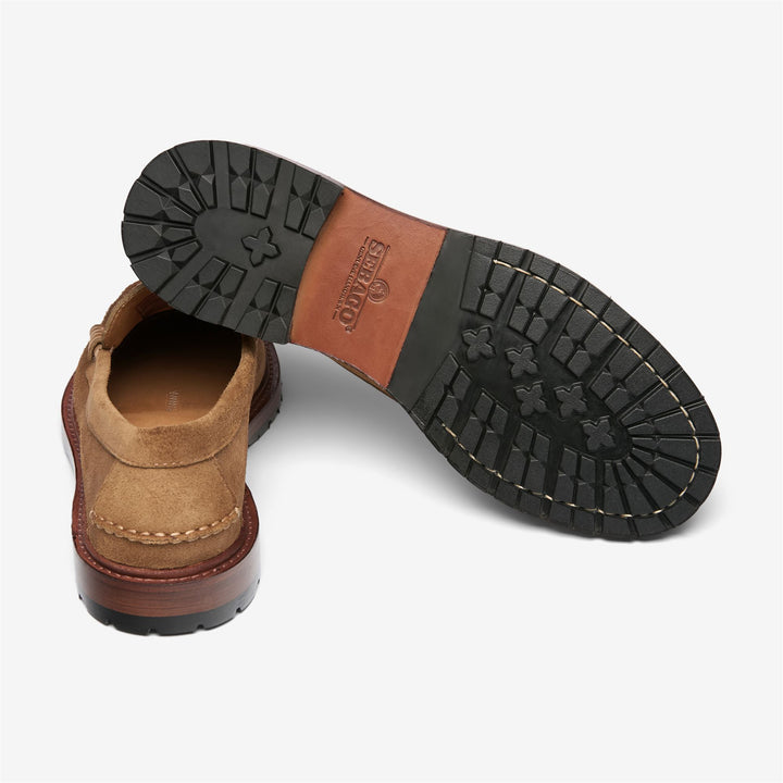 Beige Men's Suede Moccasin Loafers with Artisanal Stitching 4
