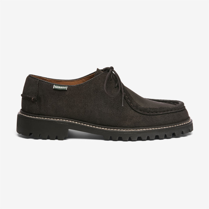 Dark brown Men's Suede Moccasin Docksides with Rubber Sole 1