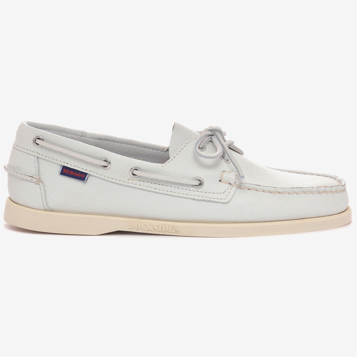Mocassini da uomo bianchi da yachting con struttura in pelle 1