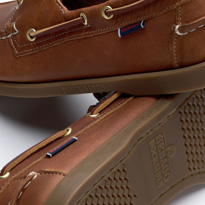 Mocassini da uomo marroni da yachting Docksides con spessa pelle 5