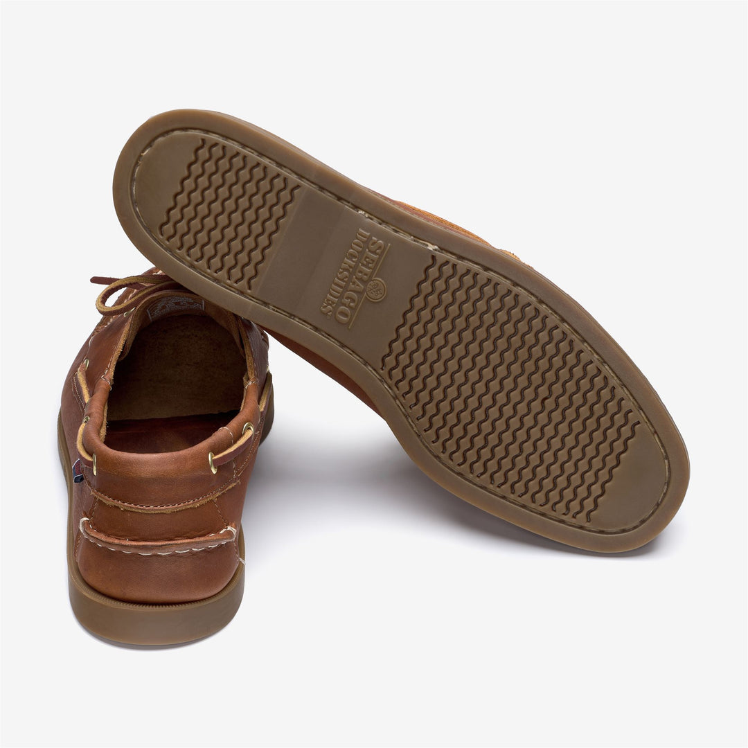Mocassini da uomo marroni da yachting Docksides con spessa pelle main