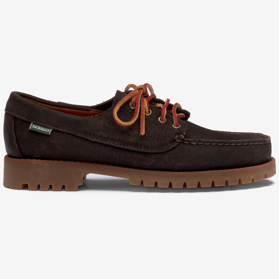 Dark Brown Men's Suede Moccasins with Honey Gum Soles 01