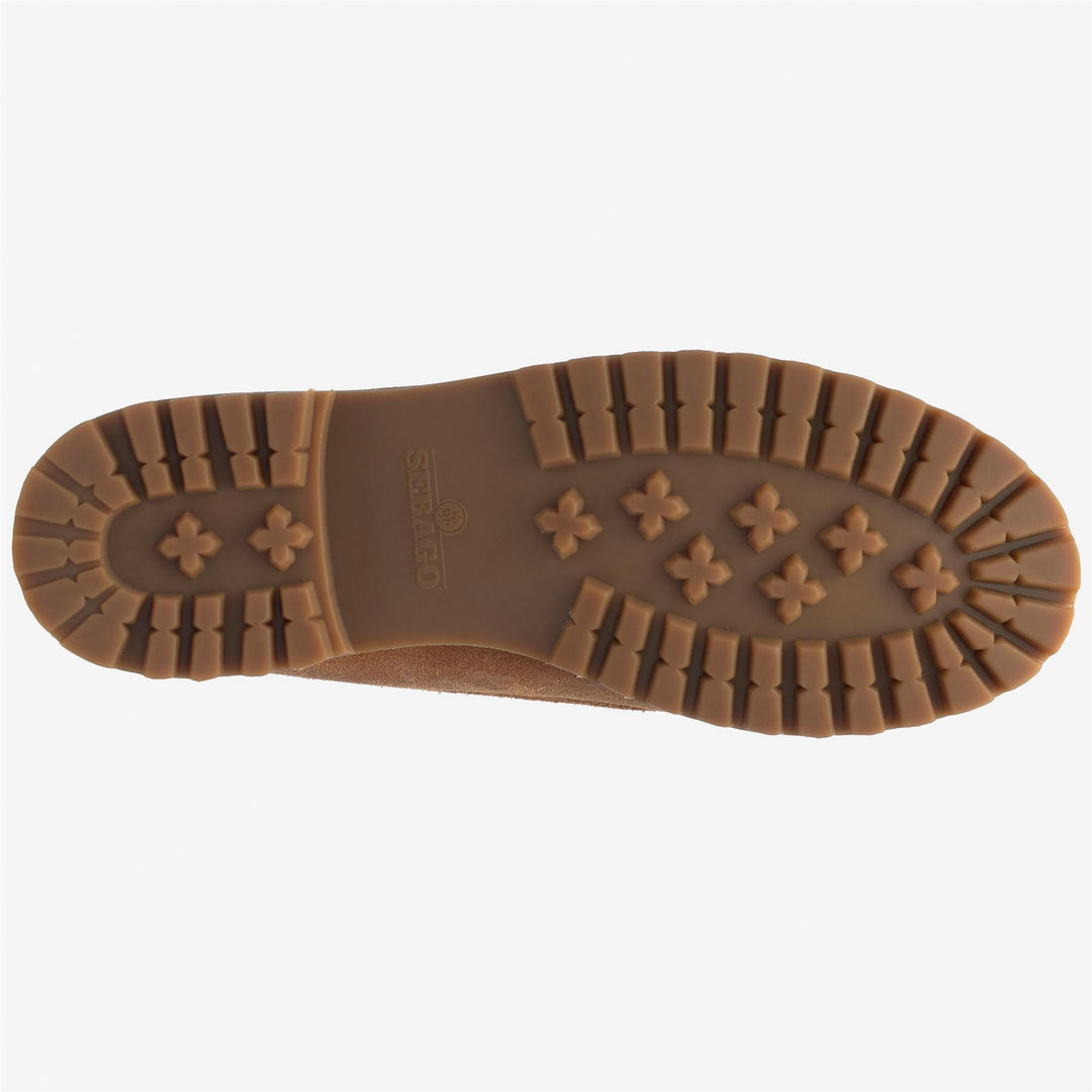 Beige men's suede moccasins with gum soles main