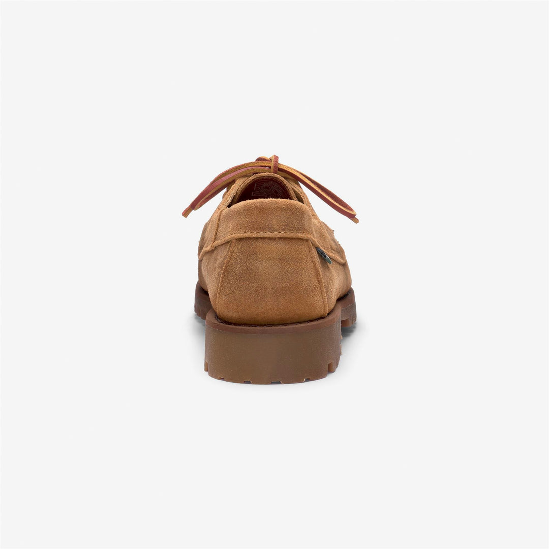 Beige men's suede moccasins with gum soles main