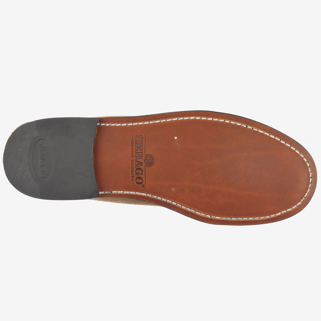 Beige women's classic business moccasins with leather sole main