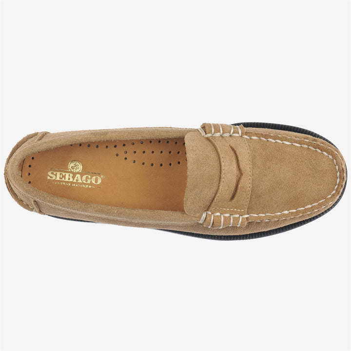 Beige women's classic business moccasins with leather sole 4