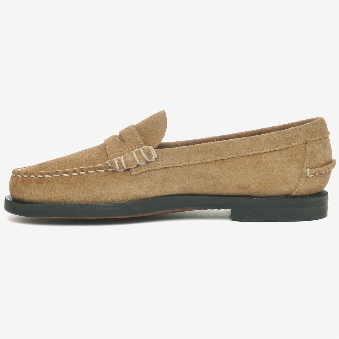 Beige women's classic business moccasins with leather sole main