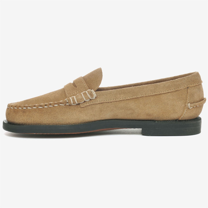 Beige women's classic business moccasins with leather sole 3