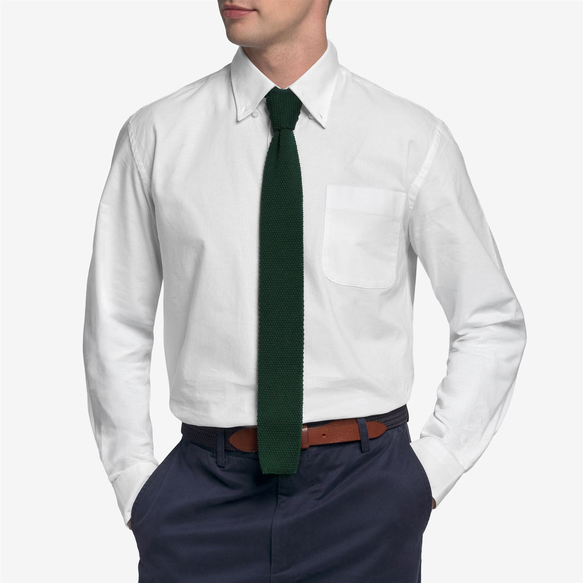 Green Unisex Wool Tie