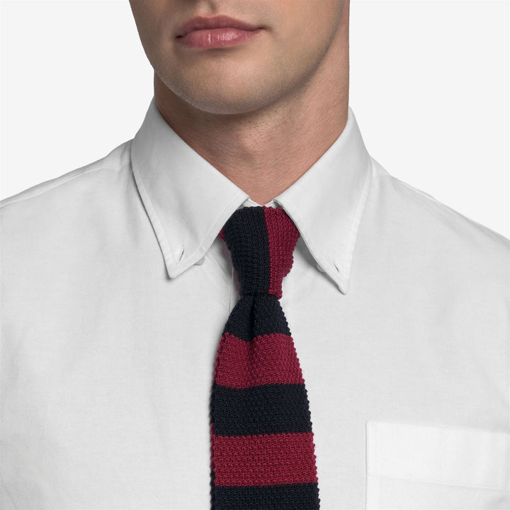 Dark Blue Unisex Knitted Wool Tie with Striped Design 4