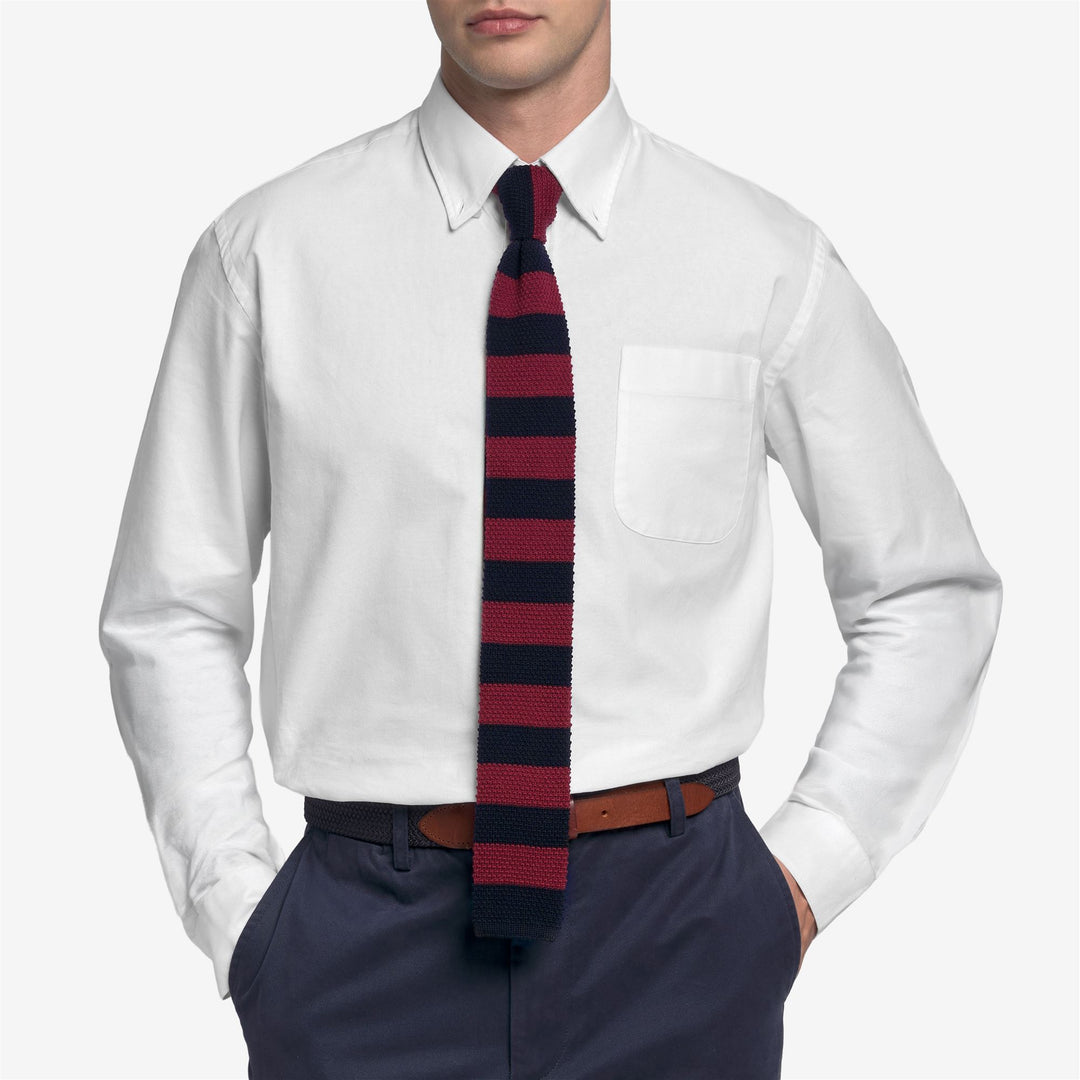 Corbata unisex de lana de punto azul oscuro con diseño de rayas main
