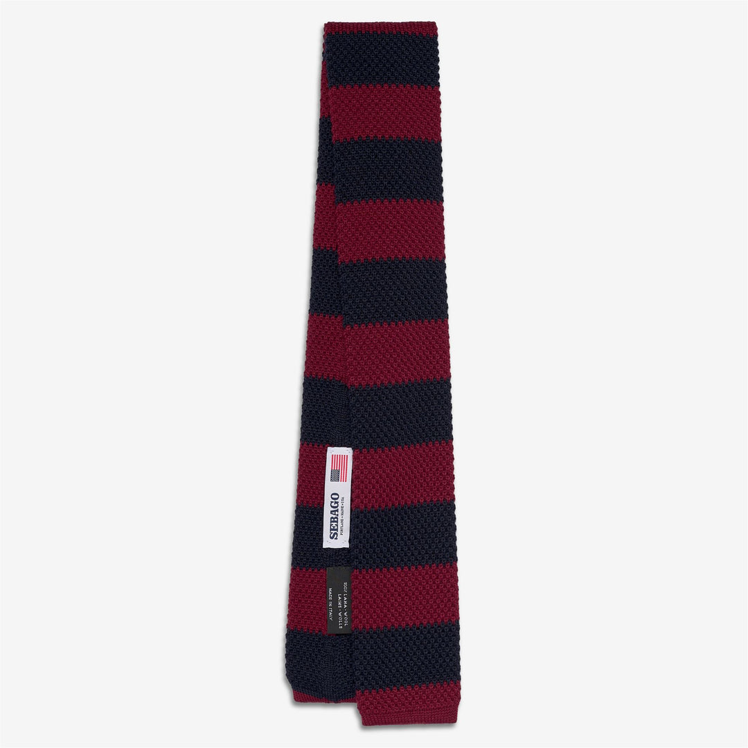 Dark Blue Unisex Knitted Wool Tie with Striped Design main