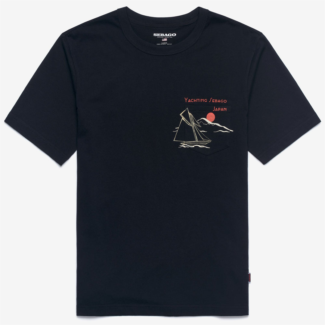 T-shirt graphique bleu unisexe Regatta Japan avec col côtelé 01