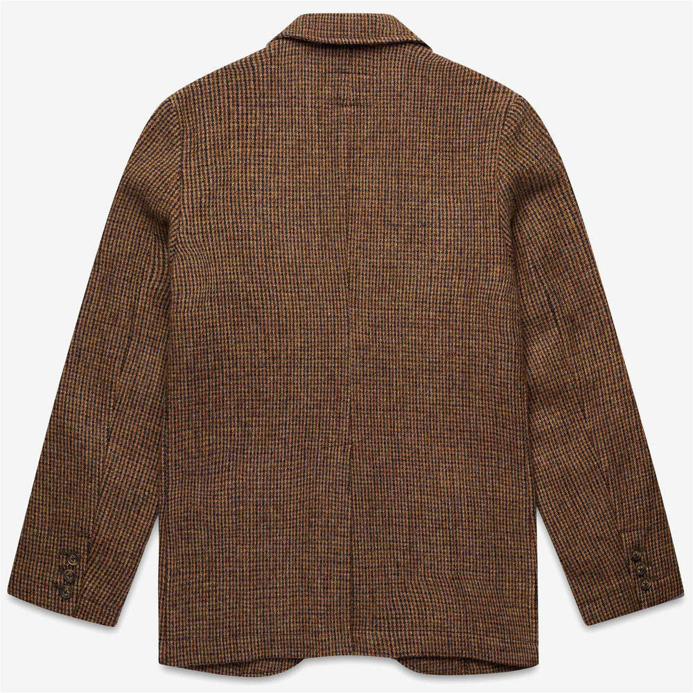 Giacca blazer unisex in lana beige marrone con motivo pied de poule 02