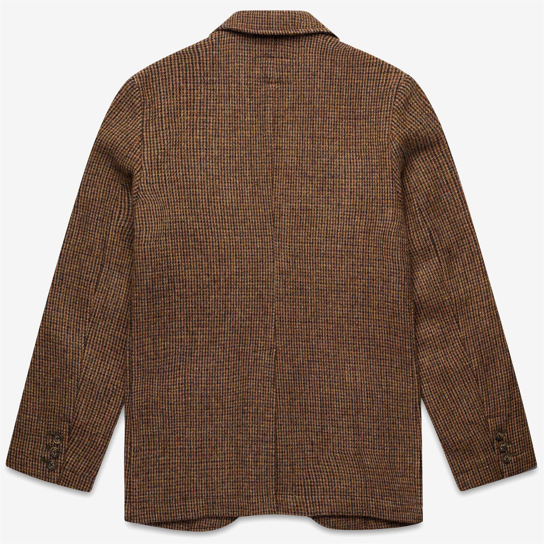 Veste blazer unisexe en laine beige marron à motif pied-de-poule main