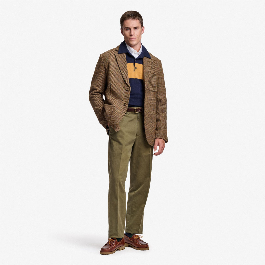 Veste blazer unisexe en laine beige marron à motif pied-de-poule main