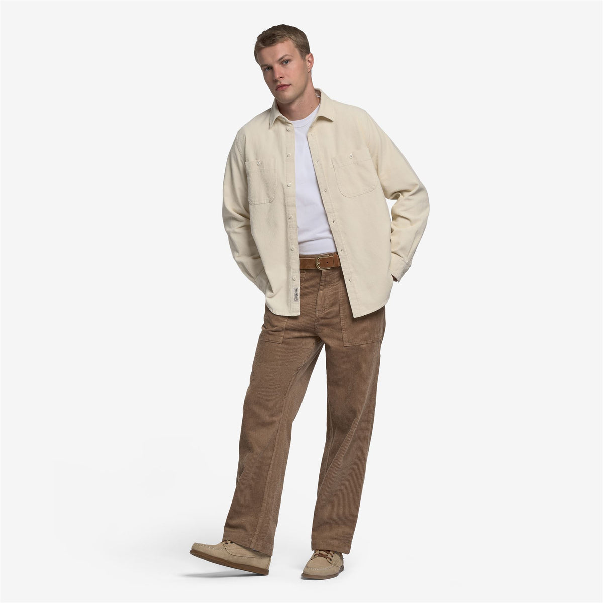 White Unisex Corduroy Overshirt