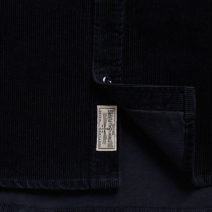 Camicia unisex in velluto a coste blu scuro con tasche funzionali. 3