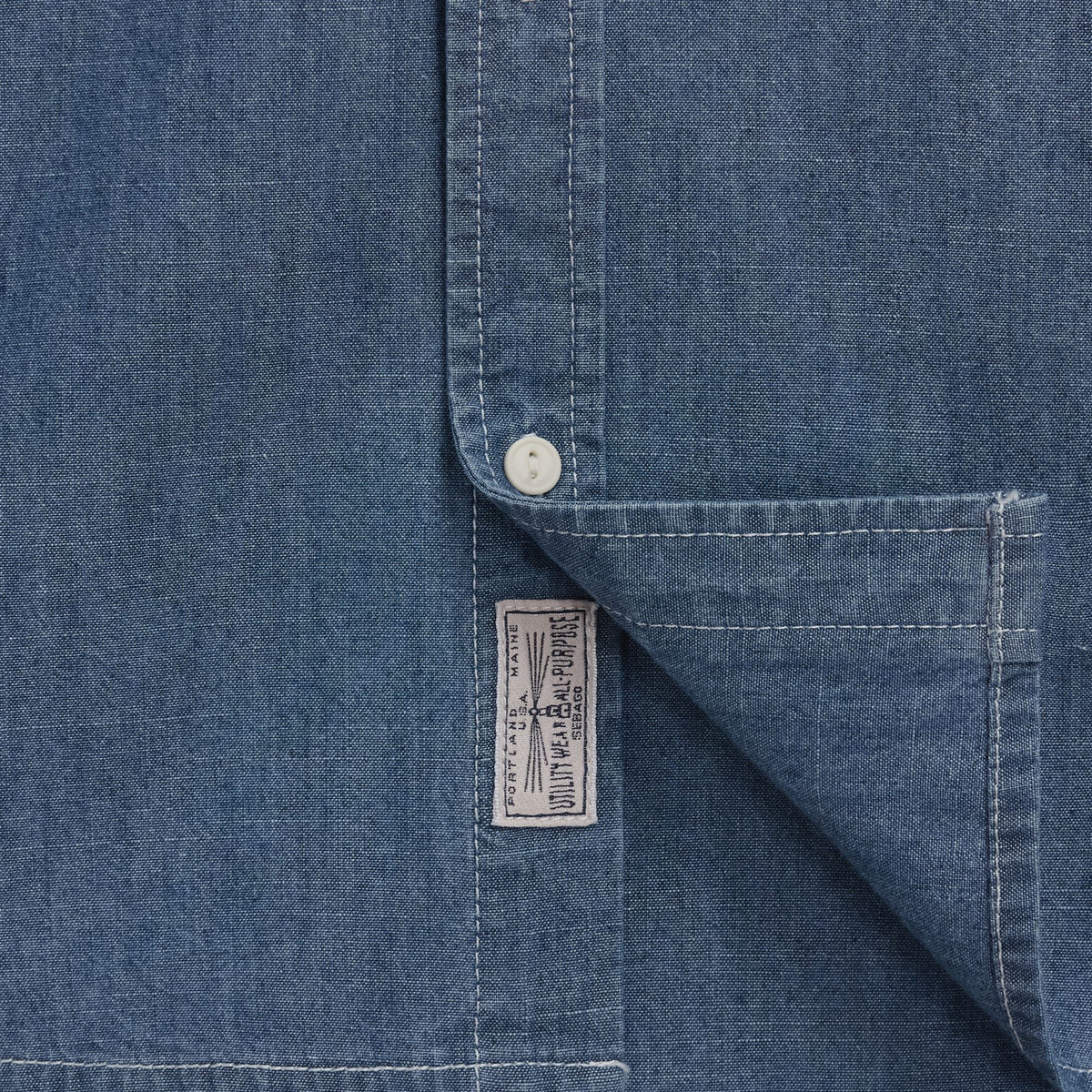 Blue Unisex Cotton Chambray Shirt