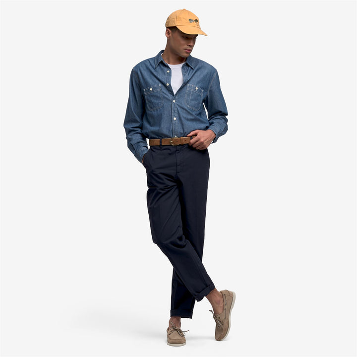 Blue unisex Classic Chambray Work Shirt with Utility Pockets 6