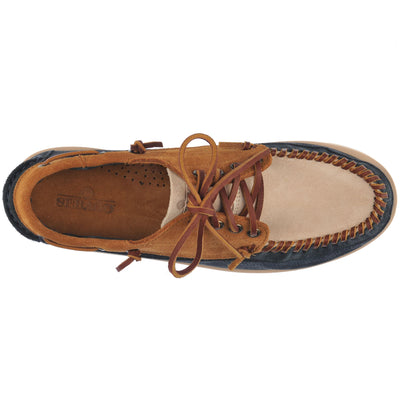 Moc Man CAYUGA Moccasin TAN-PAPYRUS-NAVY Dressed Back (jpg Rgb)		