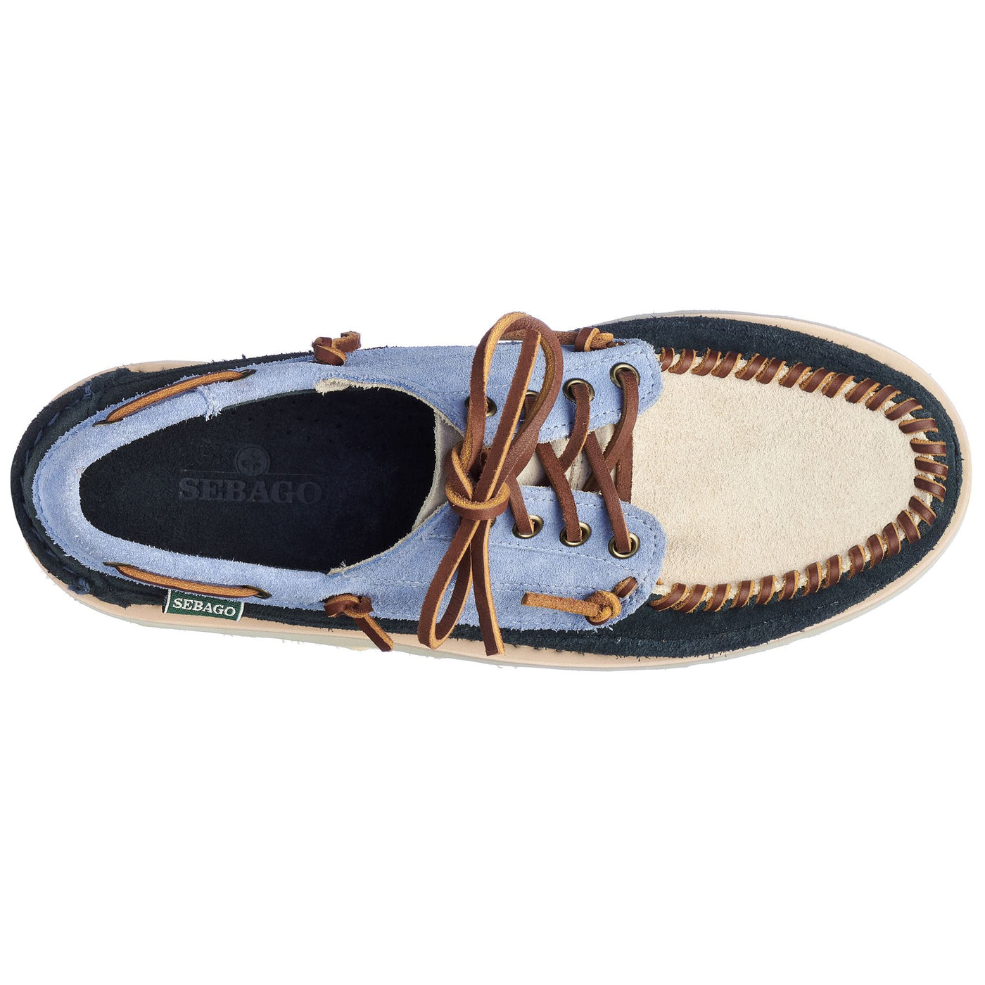 Moc Man CAYUGA Moccasin BLUE NAVY- LT BLUE- PAPYRUS Dressed Back (jpg Rgb)		