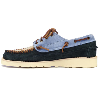 Moc Man CAYUGA Moccasin BLUE NAVY- LT BLUE- PAPYRUS Dressed Side (jpg Rgb)		