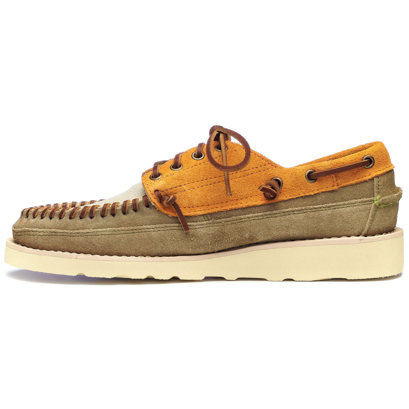 Moc Man CAYUGA Moccasin FLAME ORANGE- PAPYRUS- OLIVE | sebago Dressed Side (jpg Rgb)		