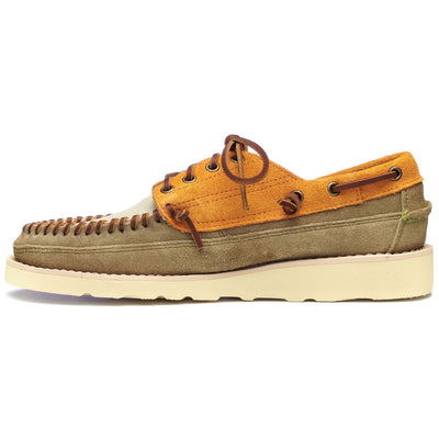 Moc Man CAYUGA Moccasin FLAME ORANGE- PAPYRUS- OLIVE | sebago Dressed Side (jpg Rgb)		