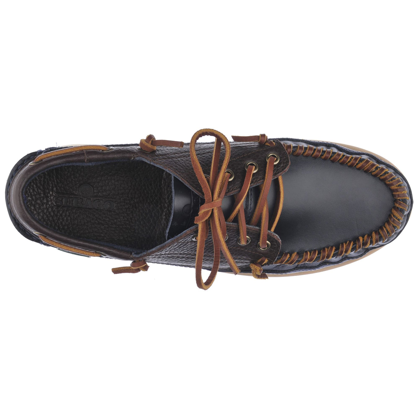 Moc Man SENECA Moccasin BLUE NAVY-DK BROWN Dressed Back (jpg Rgb)		