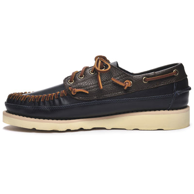 Moc Man SENECA Moccasin BLUE NAVY-DK BROWN Dressed Side (jpg Rgb)		