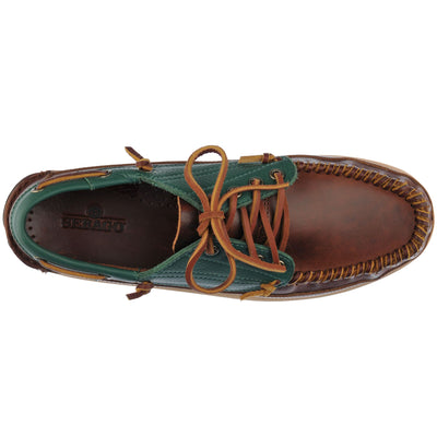 Moc Man SENECA Moccasin BROWN-GREENPINE Dressed Back (jpg Rgb)		