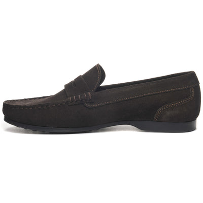 Moc Man BYRON SUEDE Moccasin DK BROWN Dressed Side (jpg Rgb)		