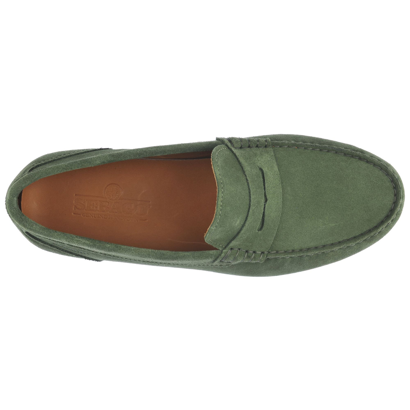 Moc Man BYRON SUEDE Moccasin GREEN FOLIAGE Dressed Back (jpg Rgb)		