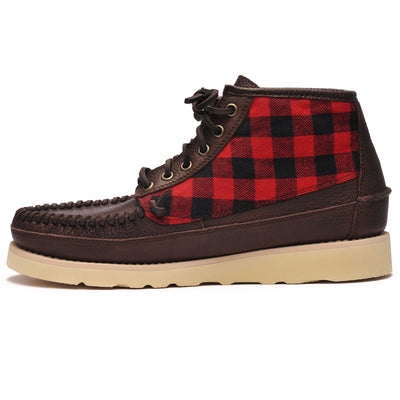 Moc Man Seneca Mid Wool Mid Cut DK BROWN Dressed Side (jpg Rgb)		