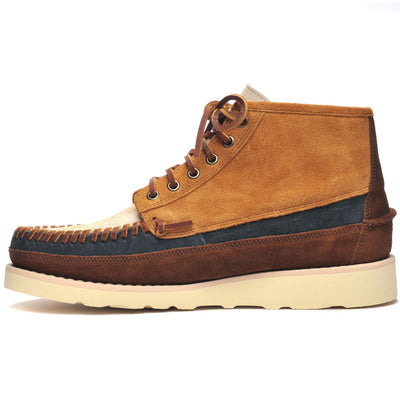 Moc Man Cayuga Mid Mid Cut TAN-PAPYRUS-NAVY-DKBROWN Dressed Side (jpg Rgb)		