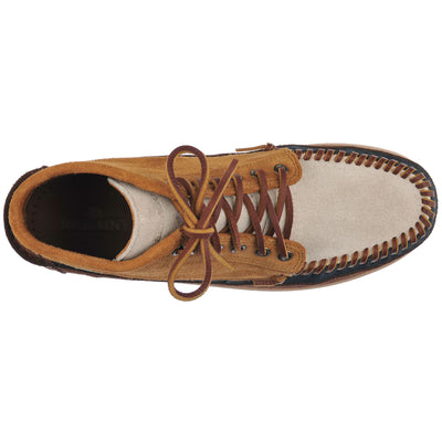 Moc Man Cayuga Mid Mid Cut TAN-PAPYRUS-NAVY-DKBROWN Dressed Back (jpg Rgb)		