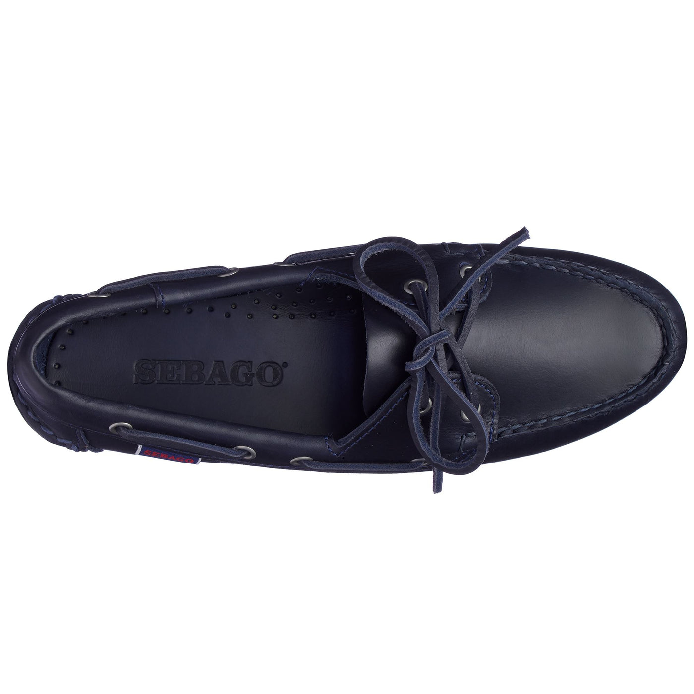 Moc Woman JACQUELINE WAXY WOMAN Moccasin BLUE NAVY Dressed Back (jpg Rgb)		