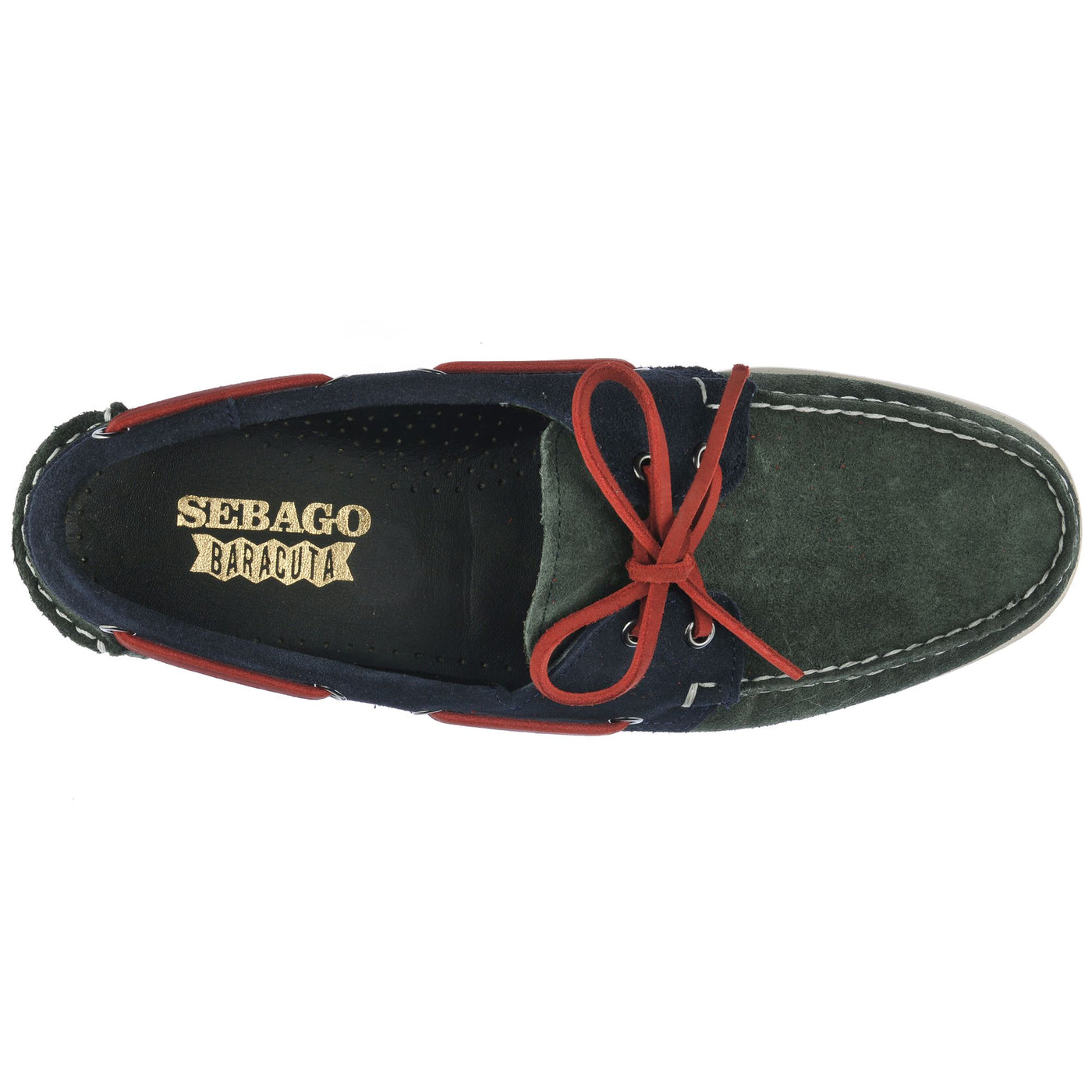 Moc Man PORTLAND BARACUTA Moccasin GREEN-BLUE-RED Dressed Back (jpg Rgb)		